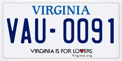 VA license plate VAU0091