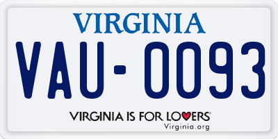 VA license plate VAU0093