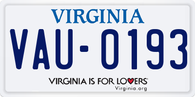 VA license plate VAU0193