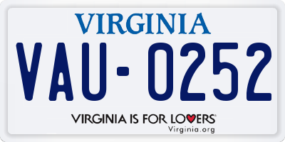 VA license plate VAU0252