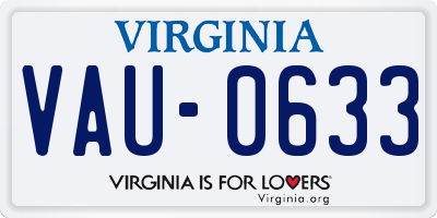 VA license plate VAU0633