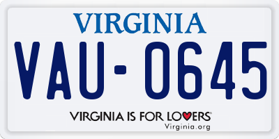 VA license plate VAU0645