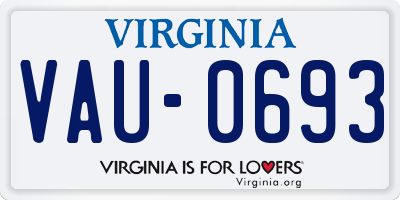 VA license plate VAU0693