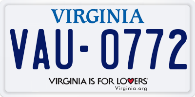 VA license plate VAU0772
