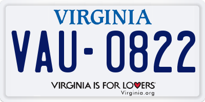 VA license plate VAU0822