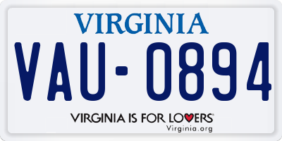 VA license plate VAU0894