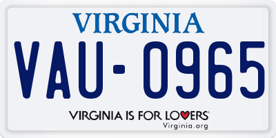 VA license plate VAU0965