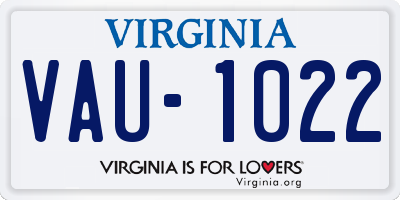 VA license plate VAU1022