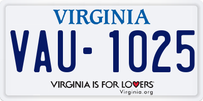 VA license plate VAU1025