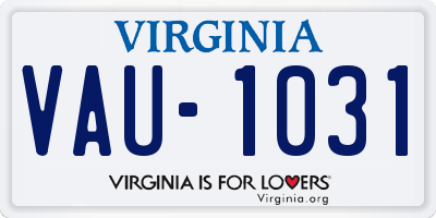 VA license plate VAU1031