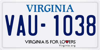 VA license plate VAU1038