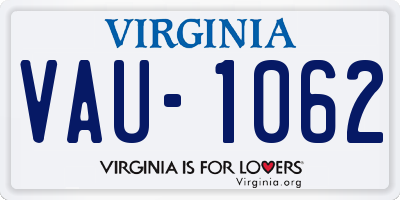 VA license plate VAU1062