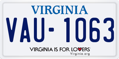 VA license plate VAU1063