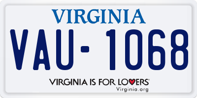 VA license plate VAU1068