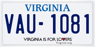 VA license plate VAU1081