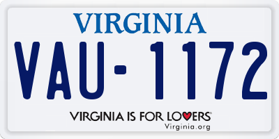 VA license plate VAU1172