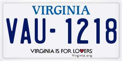 VA license plate VAU1218