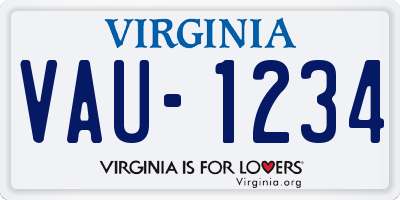 VA license plate VAU1234