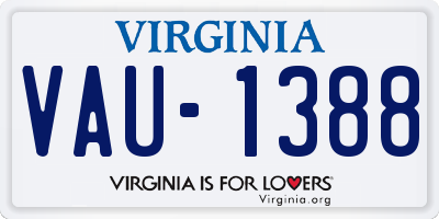 VA license plate VAU1388