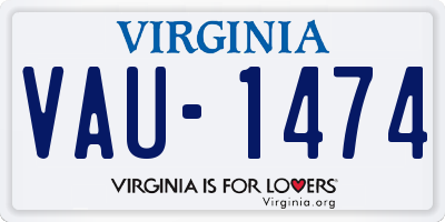 VA license plate VAU1474