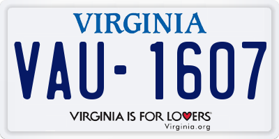 VA license plate VAU1607