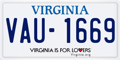 VA license plate VAU1669