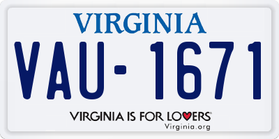 VA license plate VAU1671