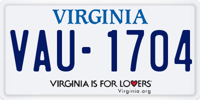 VA license plate VAU1704