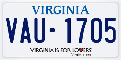 VA license plate VAU1705