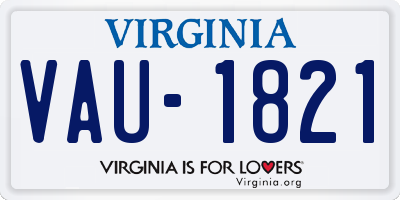 VA license plate VAU1821