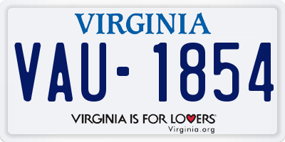 VA license plate VAU1854
