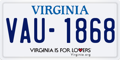 VA license plate VAU1868