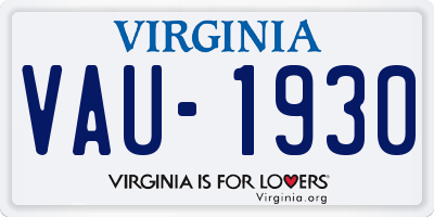 VA license plate VAU1930