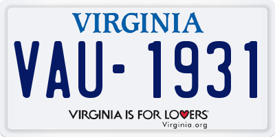 VA license plate VAU1931