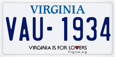 VA license plate VAU1934