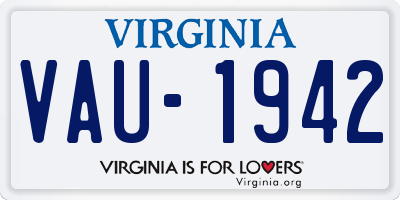 VA license plate VAU1942