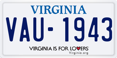 VA license plate VAU1943