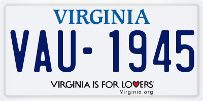 VA license plate VAU1945