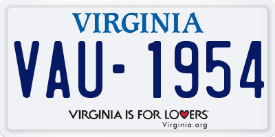 VA license plate VAU1954