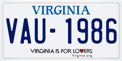 VA license plate VAU1986