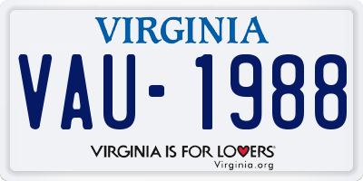 VA license plate VAU1988