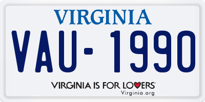 VA license plate VAU1990