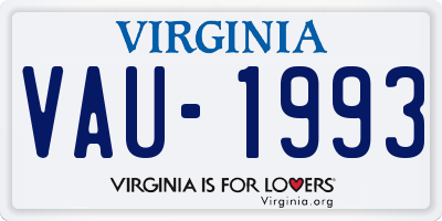 VA license plate VAU1993