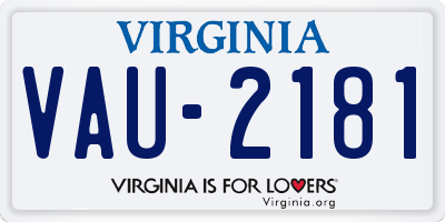 VA license plate VAU2181