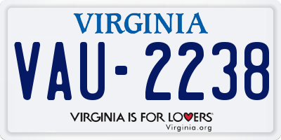 VA license plate VAU2238