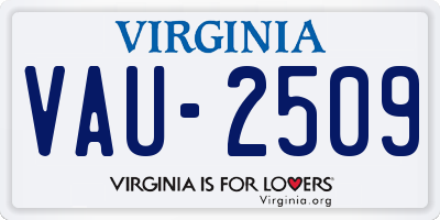 VA license plate VAU2509