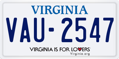 VA license plate VAU2547