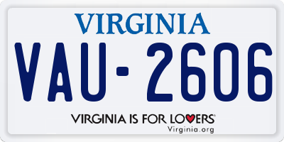 VA license plate VAU2606