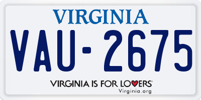 VA license plate VAU2675