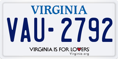 VA license plate VAU2792